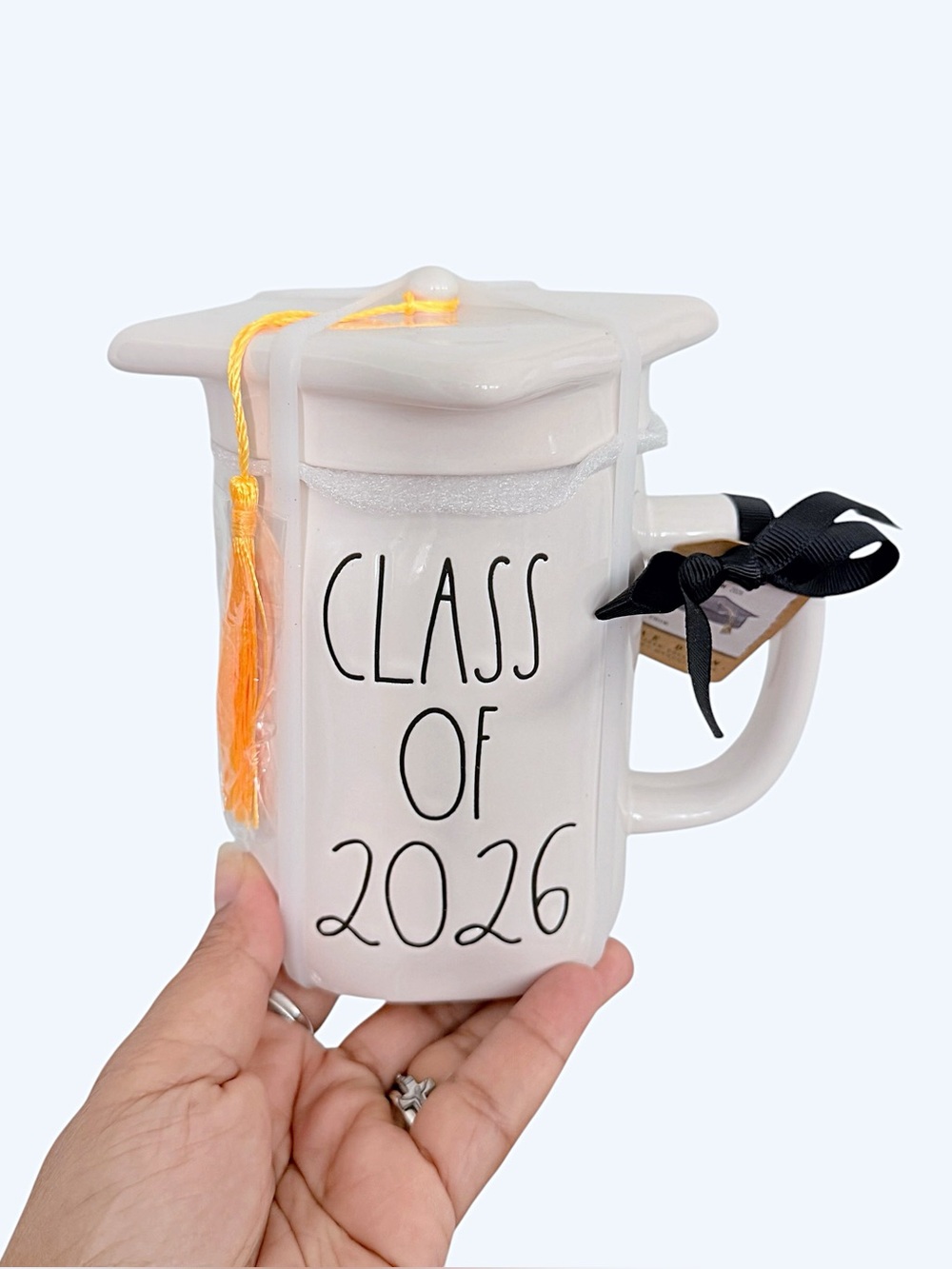 Rae Dunn Graduation "Class of 2026 White Ceramic Mug with Cap lid and tassel